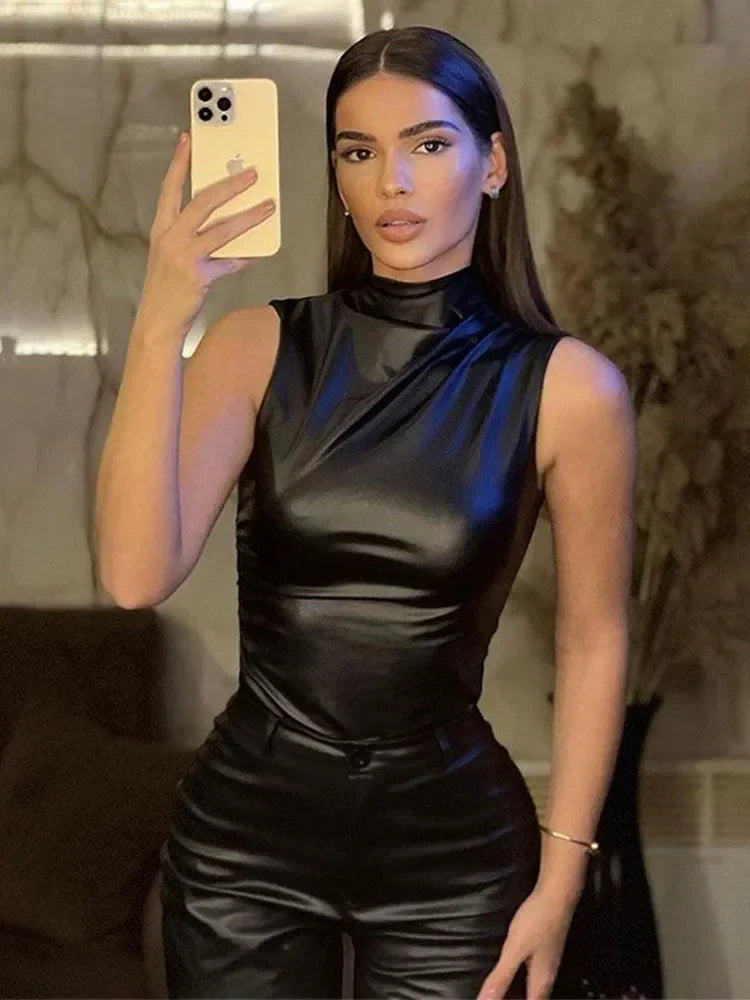 CHLOE | Faux Leather Top