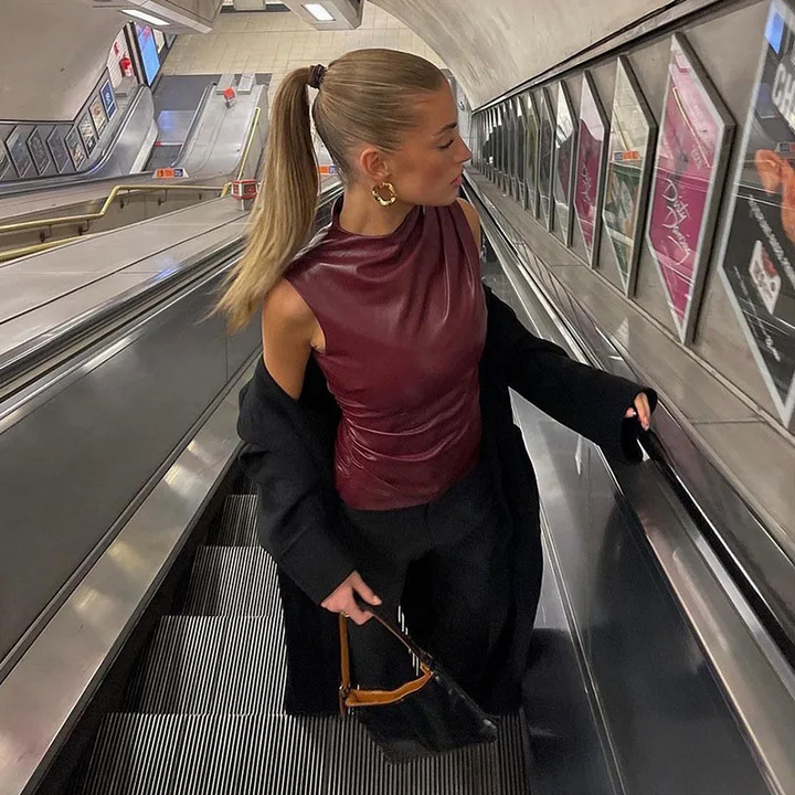 CHLOE | Faux Leather Top