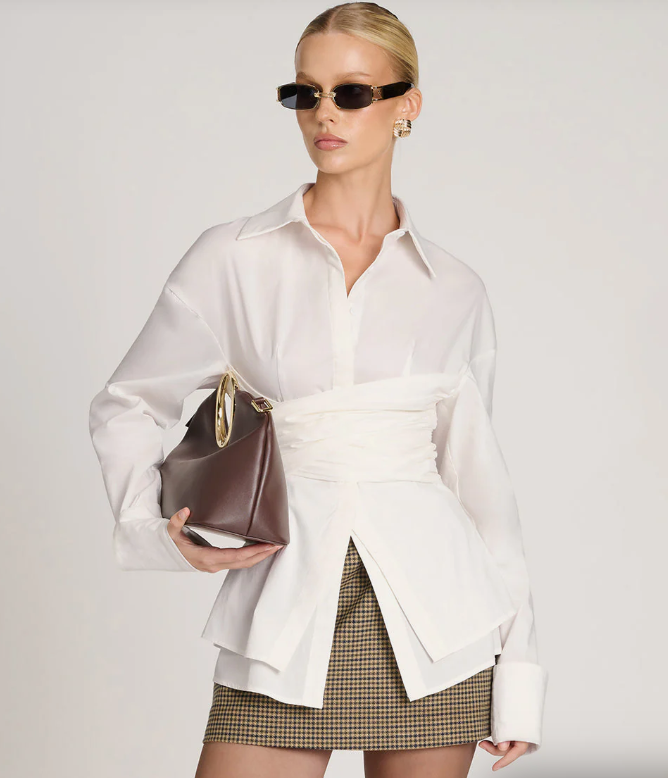 LANA | Luxury Draped Waist Shirt