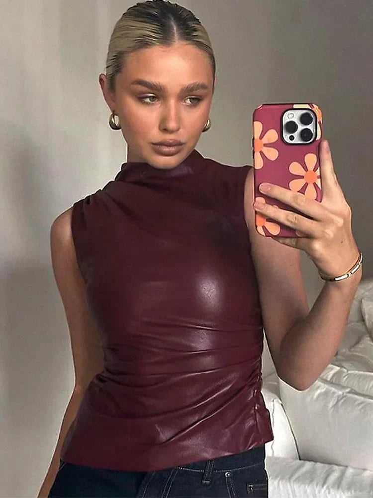 CHLOE | Faux Leather Top